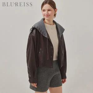 [블루레이스]니트배색 레더 블루종 자켓_BI5F1JK1101