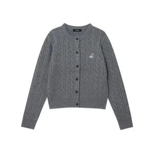 갤러리아 [캉골] 우먼스 케이블 라운드 가디건 1909 멜란지그레이