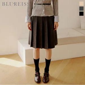 [블루레이스] 니트 플리츠 미디 스커트_B5F1SK8151