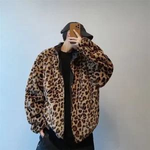 남자점퍼 패딩 점퍼 빈티지 양면 레오파드 스트리트 워머 힛템
