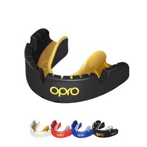OPRO 골드 레벨 브레이스 마우스 가드, 복싱, 하키, MMA, UFC, 축구, 보호, 청소년 및 케이스 포함, 블랙