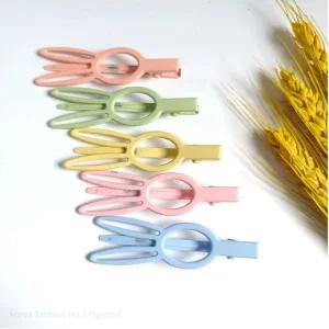 무광 토끼 헤어 머리 집게 핀(1P 단위 판매) 메탈 컬러 반묶음 올림머리 도끼