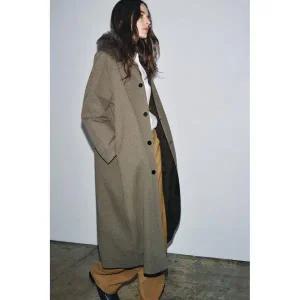 [정품] 자라 자켓 코트 데일리 아웃터 ZARA 퍼(Fur) 효과 칼라 리버시블 트렌치 ZW 컬렉션 리미티드 에디션