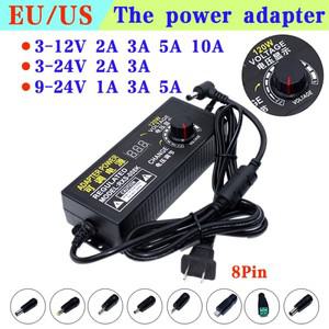 AC 220V ~ DC 12V 전원 공급 장치 어댑터 3V 6V 9V 15V 18V 24V 1A 2A 3A 5A 볼트 호환 가변 충전기 8Pin