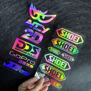 레이저 무지개 반사 상어 바이크 오토바이 사이드 스트립 자전거 헬멧 스티커 자동차 스타일링 비닐 데칼 F