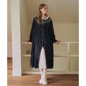 매장정품 ULLALA PAJAMAS 리베르 긴팔 원피스 네이비 (40수)