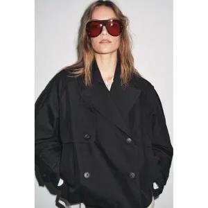 (MD PICK) ZARA ZW COLLECTION 워터 리펠런트 쇼트 트렌치 코트 - 블랙 0518240800 120056