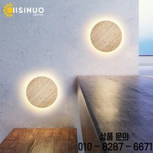 야외 방수 벽등 LED 원형 노란색 트라버틴 천연석 램프 녹 내구성 빌라 울타리용