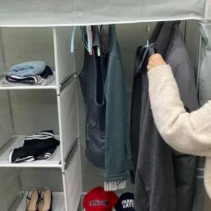 간이 조립식 2단 비키니옷장 그레이 시스템행거 조립식옷장 간이옷장 비키니옷장