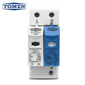 AC SPD 1P+NPE 50kA T2 385V 255V 주택용 서지 보호기 저전압 피뢰기