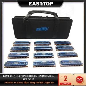 EASTTOP 하모니카 T008K-12 디아토닉 블루스 세트 12 10 홀 하프 입 오르간 키