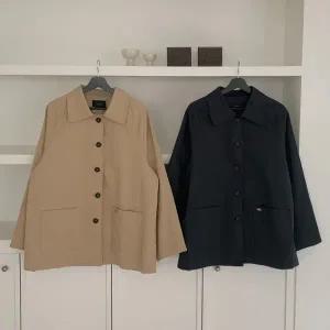 [다잇템] 여성 하프자켓 트렌치코트 펜던트포켓 가을용 카라넥