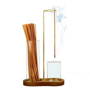 스틱 용 2 in 1 향 홀더 유리 재 포수 및 명상 요가 주최자가있는 Anti-Ash Incense Burne