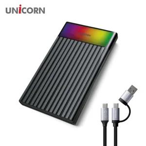 USB3.2 Gen1 2.5인치 HDD SSD 외장하드케이스 컬러LED A+C타입젠더 슬라이딩결합 HSD