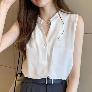 ONM 여성 얇은 민소매 셔츠 여유핏 정장셔츠 데일리