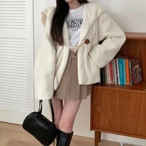 [하프클럽/]여성 세일러넥 빅사이즈 버튼 양털 가디건