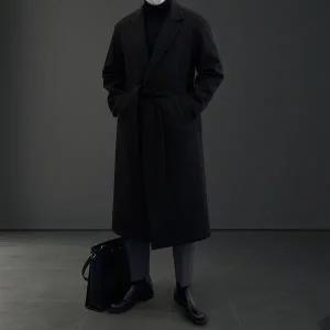 [하프클럽/]커스텀 미니멀 오버핏 롱코트 (2color) 로브 싱글 맥 정장 봄 가을
