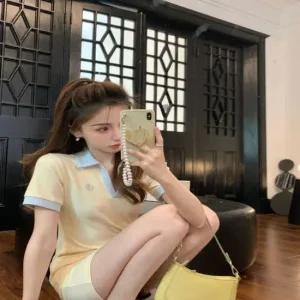오픈카라 배색 슬림핏 캐주얼 미니원피스 카라원피스