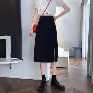 페미닌무드 편한 옆트임 롱치마 시원한 실키 롱스커트