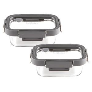 코렐 스냅웨어 네이쳐스냅 유리 밀폐용기 직사각 370ml, 그레이, 2개