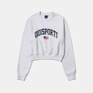 [OiOi]FLAG LOGO CROP SWEATSHIRT[LIGHT GREY]