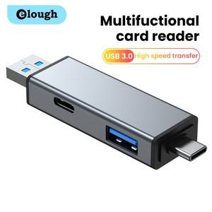 Elough OTG C 타입 SD TF 카드 리더 마이크로 USB 플래시 드라이브 어댑터 고속 전송 다기능 4 in 1 3.0