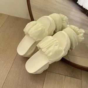 [하프클럽/]레이스 폭신폭신 쉬폰통굽 슬리퍼(8cm)