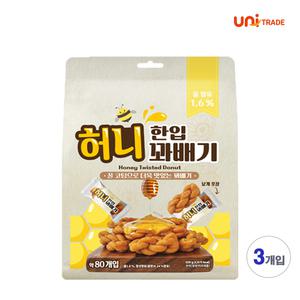 허니 한입 꽈배기 전통과자 520g 3개 낱개포장 사무실 간식 대용량