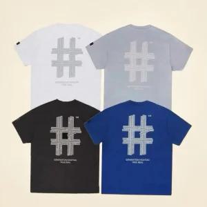 빈트릴 [BEENTRILL] 공용 리플렉티브 해시태그 오버핏 반팔티셔츠 BA242TS004