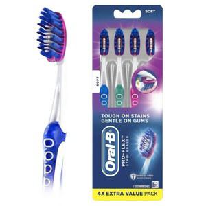 Oral-B 프로-플렉스 얼룩 지우개 칫솔, 부드러운, 4개입