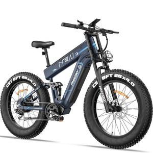 프리스키 듀얼 배터리 전기 자전거, 48V 41AH 160마일 장거리 먼지 E 3000W 모터 40MPH+, 26인치 팻 타이어 패스트 마운틴 EBike, 풀 서스펜션 및 유압 브레이크, UL 2271 인증 획득