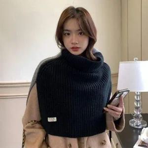[콩심팥심]니트 숄 케이프 숄 목도리 터틀넥
