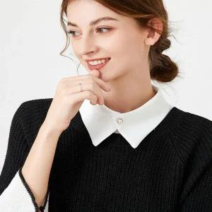 [콩심팥심]목 레이어드 쉬폰 페이크 진주 이너 카라 단추