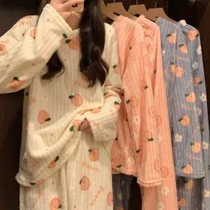 겨울 커플 파자마 홈웨어 오버핏 실내복 남녀공용 데일리 수면잠옷 세트