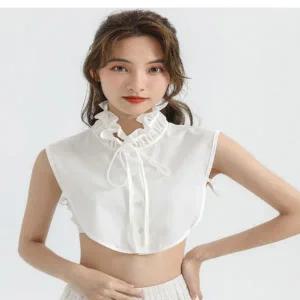[콩심팥심]하이넥 러플 이너셔츠 넥케이프 페이크 리본 카라