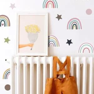 방꾸미기 무지개 포인트 벽지 스티커 어린이집 아기방
