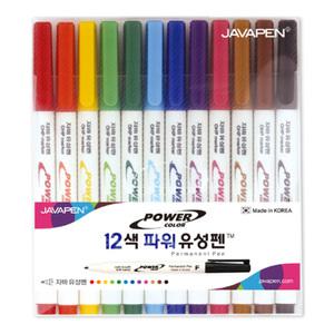 자바 파워유성펜 12색 세트 네임펜 마카펜 유성마카