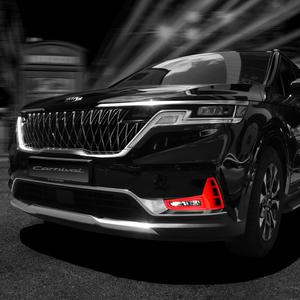 카니발ka4 튜닝 에어홀 가니쉬 커버 레드 크롬 카본 몰딩