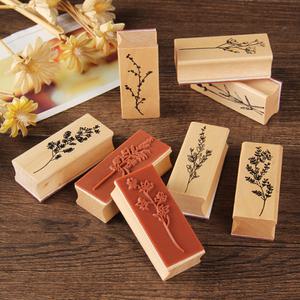 꽃 나무도장 꽃 소녀 식물 스탬프 핸드메이드 DIY 장식 스탬프 도장 8종