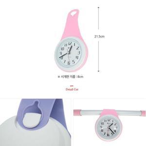 물방울 욕실 방수 시계 21.5cm 핑크 화장실 주방 벽걸이 흡착판 사무실벽시계 아이방벽시계 저소음벽시계