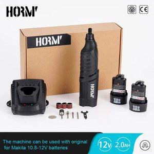 Hormy 전기 조각기 무선 드릴 연삭 연마 마키타 배터리용 가변 6 단 회전 조각 펜 12V