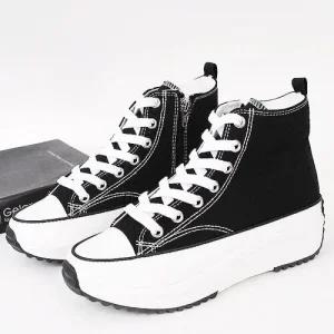 편한지퍼 여성하이탑스니커즈 5cm 키높이 캔버스화