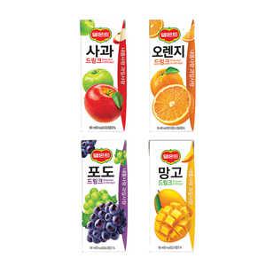 LL 롯데칠성 델몬트 드링크 팩 렌지 포도 망고 사과 190ml X 32개입 ( 팩 음료수 오 음료
