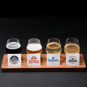 맥주 샘플러 키트 트레이 와인 플래터 수제 시음용 플레이트 4구 우드 홀더 나무 수제맥주