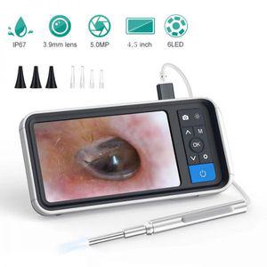 귀지 제거 귀 후비개 청소기 디지털 Otoscope 5 인치 화면 3.9mm 1080P HD 범위 내시경 2500mAh 충전식 배