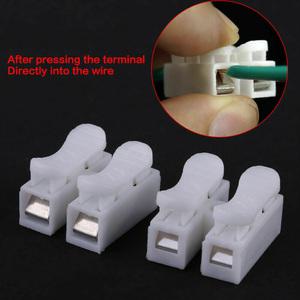 10Pcs CH2 스프링 퀵 와이어 커넥터 케이블 클램프 터미널 블록 LED 스트립 라이트 내화성 난연제 0.079