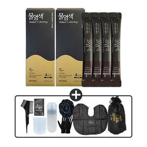 [씨드비] 물염색 시즌2 프리미엄 새치 커버 다크브라운 4회분x2박스+염색도구