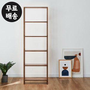 [벤티스가구]헨느 고무나무 원목 책꽂이 미니 책장 거실 5단 책장 틈새 수납장 오픈형(600/월넛)