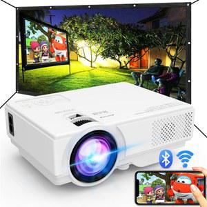 WiFi 및 블루투스 프로젝터 야외 업그레이드 미니 영화 홈 엔터테인먼트용 WiFi/USB 케이블로 1080P 스마트폰 화면 동기화 지원