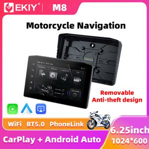 EKIY 6.25 휴대용 디지털 대시 보드 도난 방지 이동식 화면 무선 CarPlay 모토 안드로이드 자동 GPS 오토바